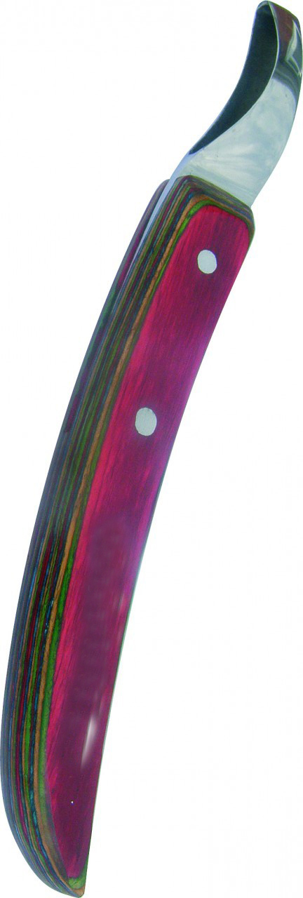 Loop knife with special wooden handle